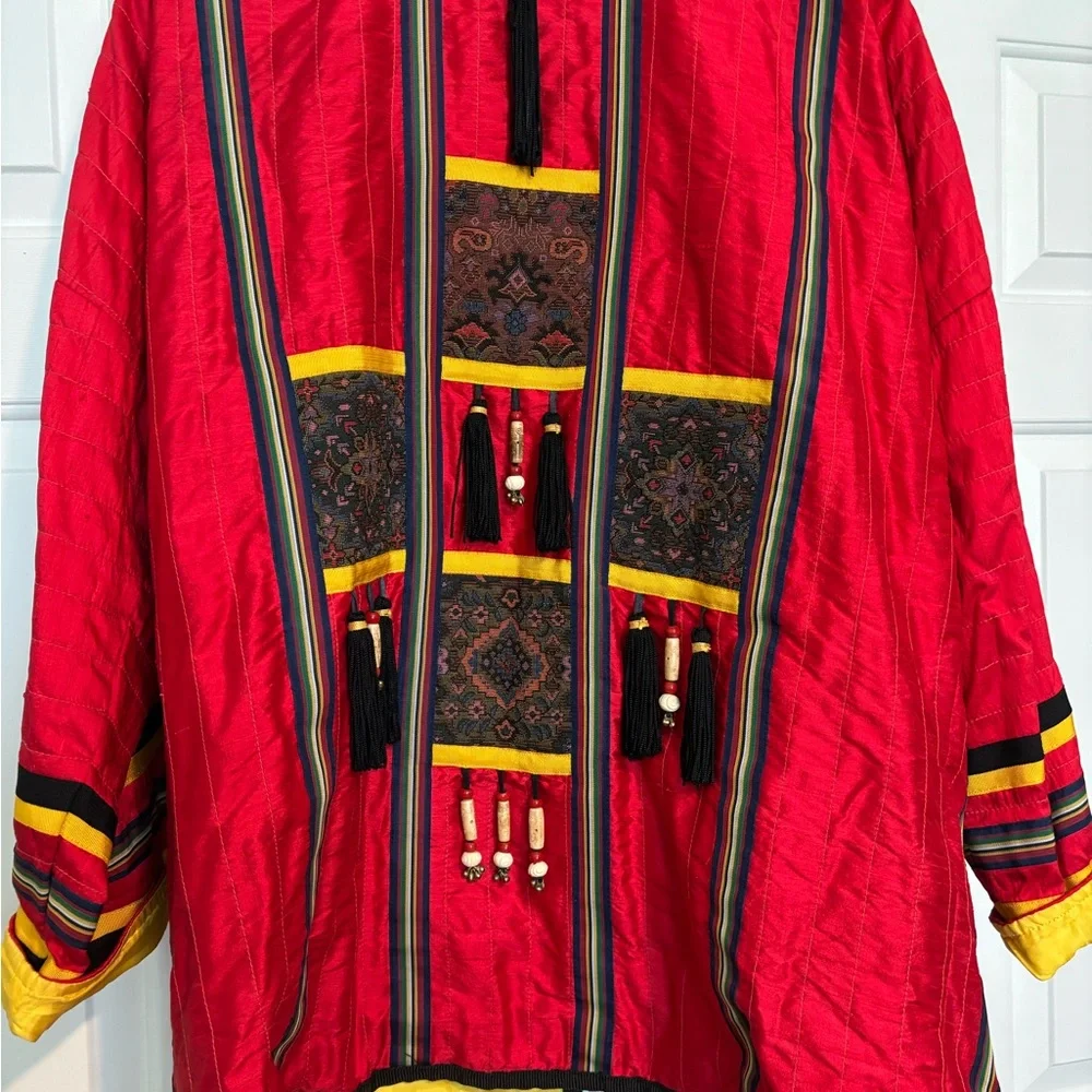 Bold Red and Yellow Ethnic-Inspired Jacket - Picture 3 of 9